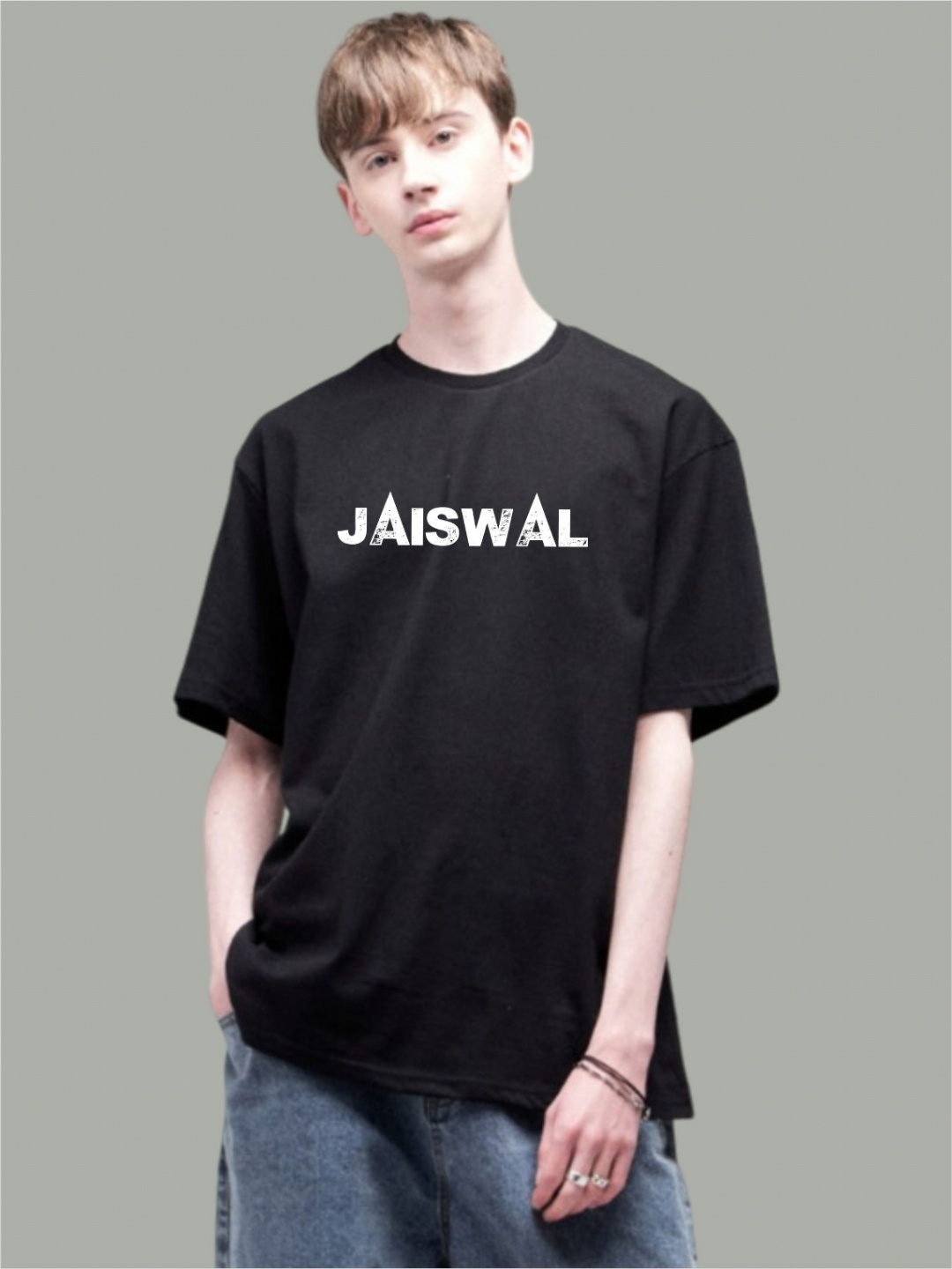 

Uniplanet store Men Printed Drop-Shoulder Sleeves Raw Edge T-shirt, Black