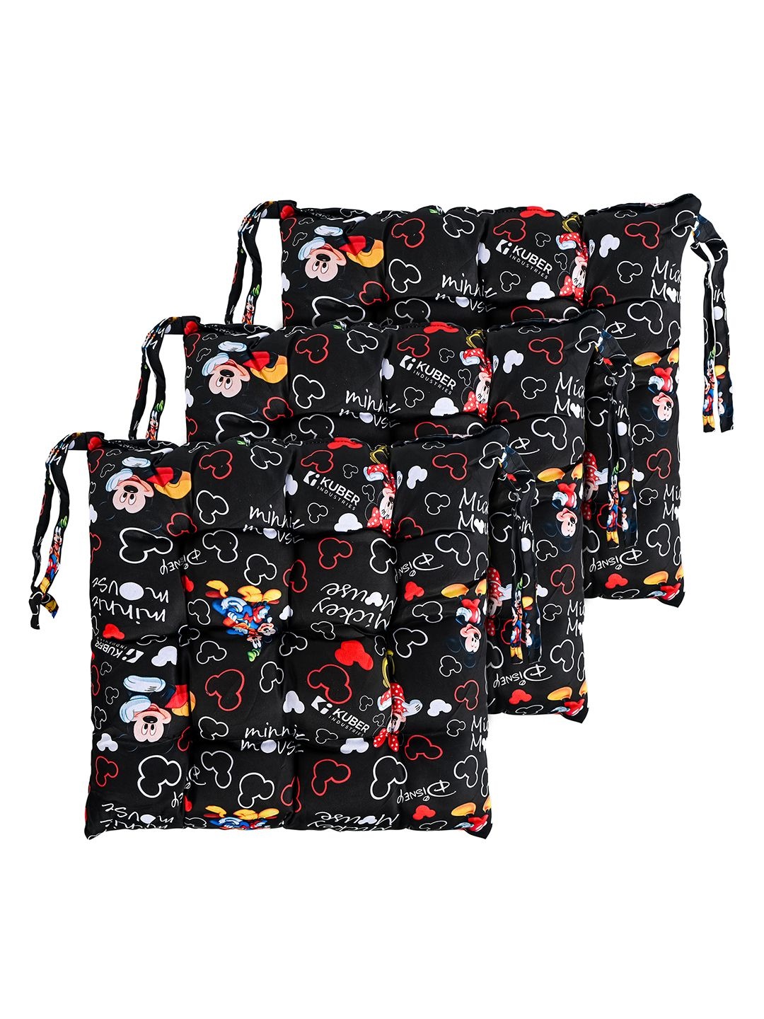 

Kuber Industries 3-pcs Black Disney Printed ChairPads