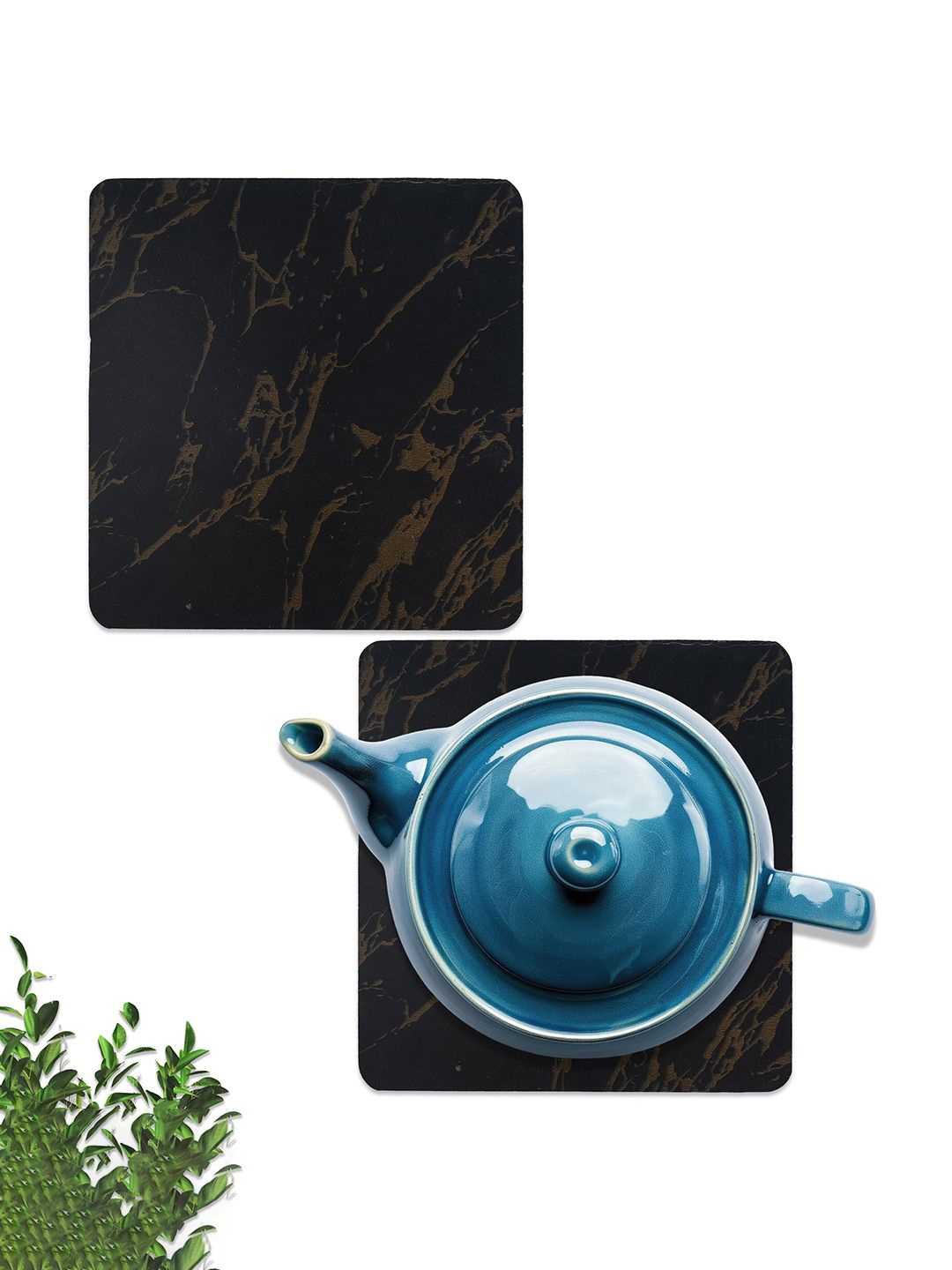 

Kuber Industries 2-Pcs Black Wooden Square TeaCoaster