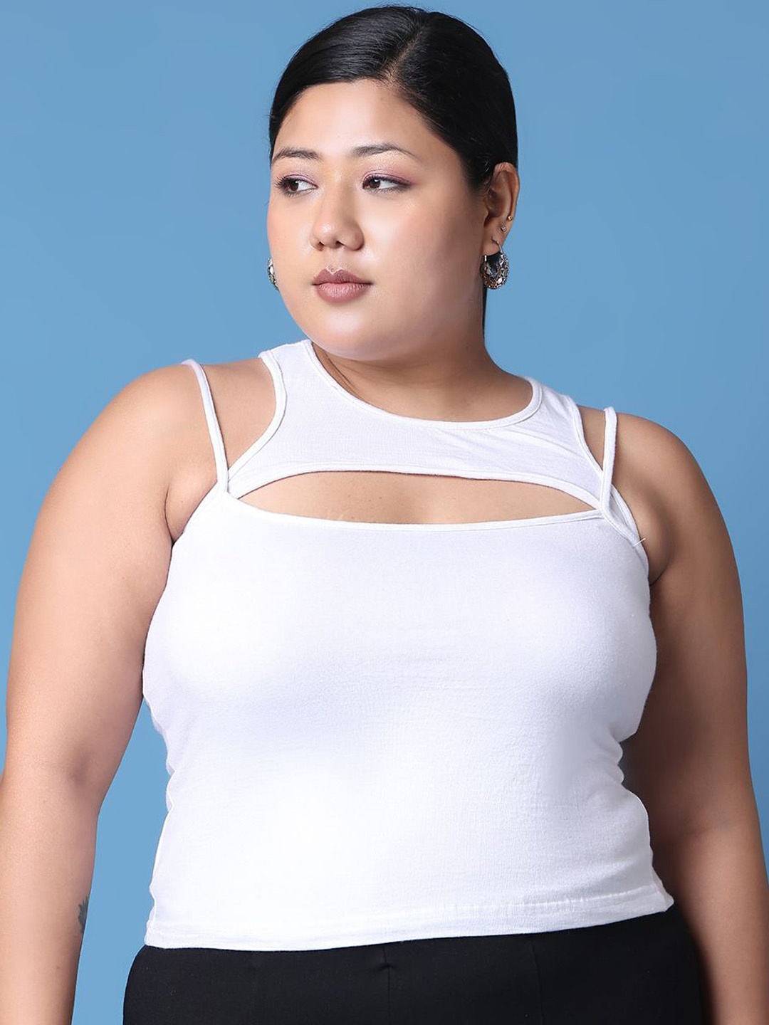 

theRebelinme Cutout Cotton Tank Top, White