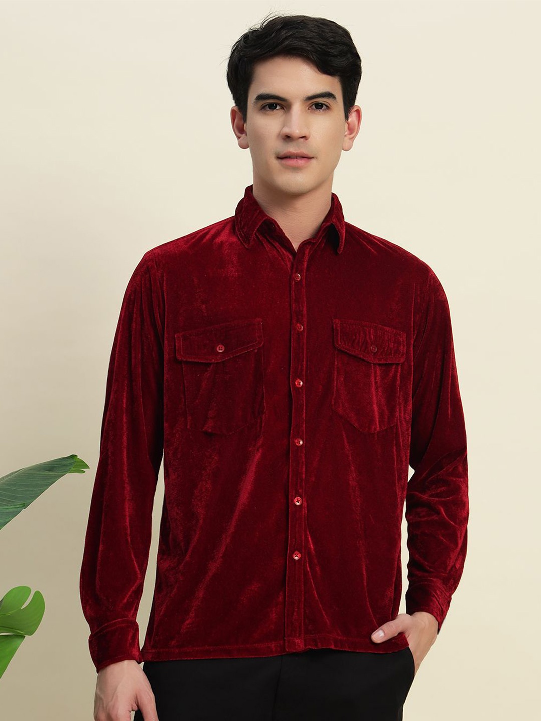 

BAESD Men Smart Opaque Casual Shirt, Maroon