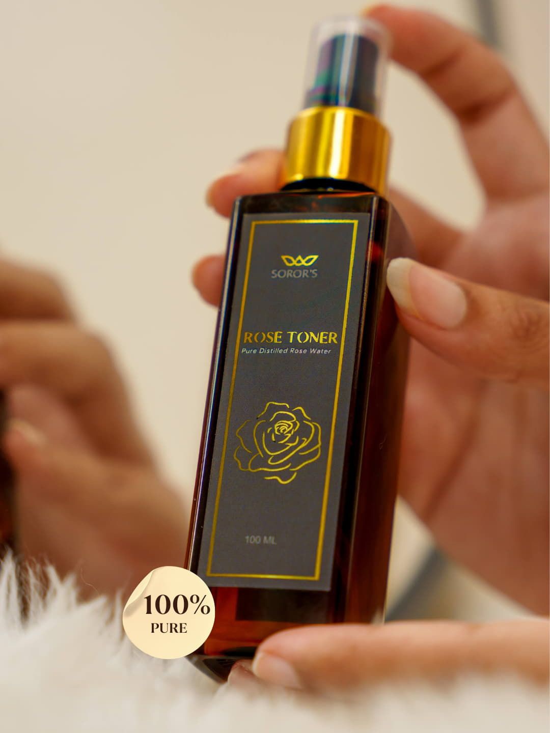 

SOROR'S 100% Pure Rose Water To Hydrates & Refreshes- 100 ml, Coffee brown