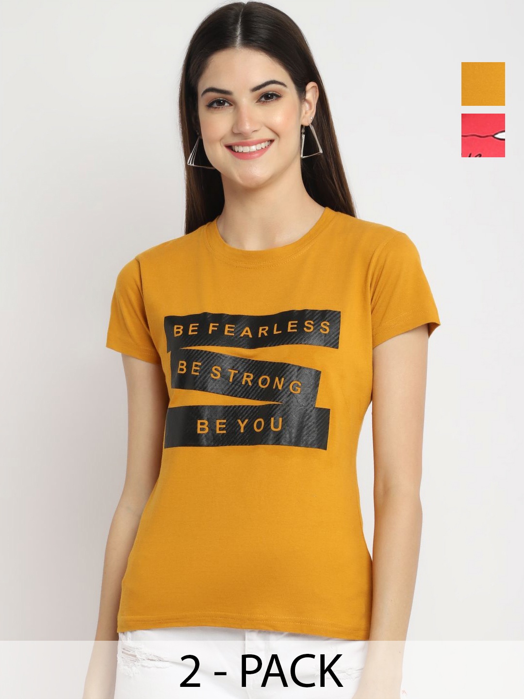 

Dreambe Women Typography Printed T-shirt, Multi