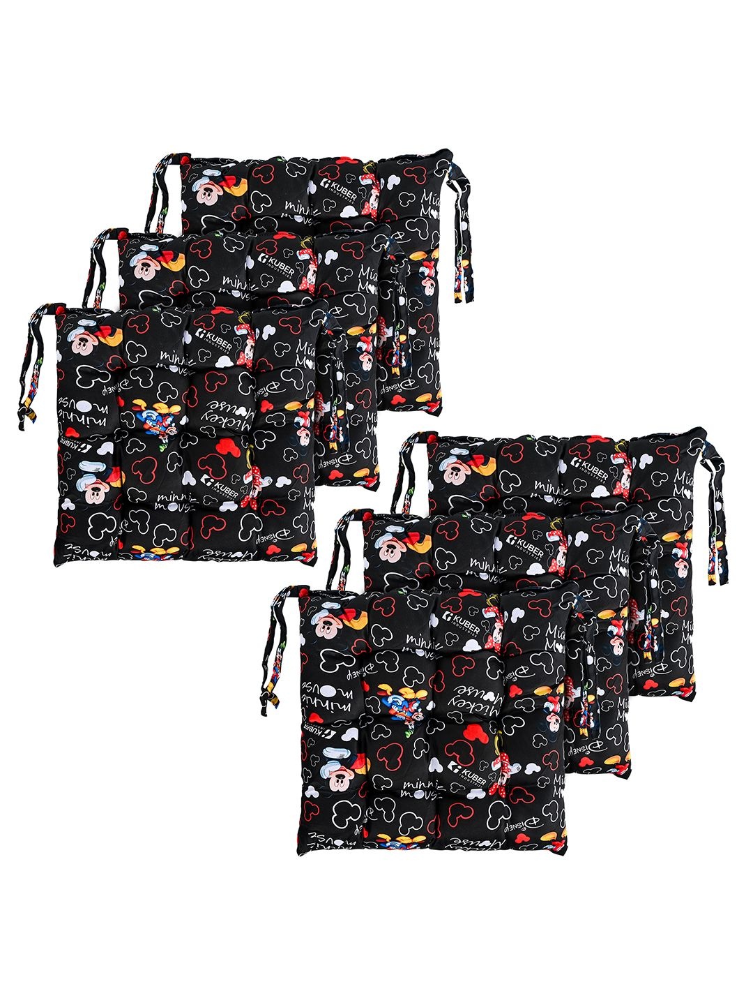 

Kuber Industries 6-pcs Black Disney Printed ChairPads