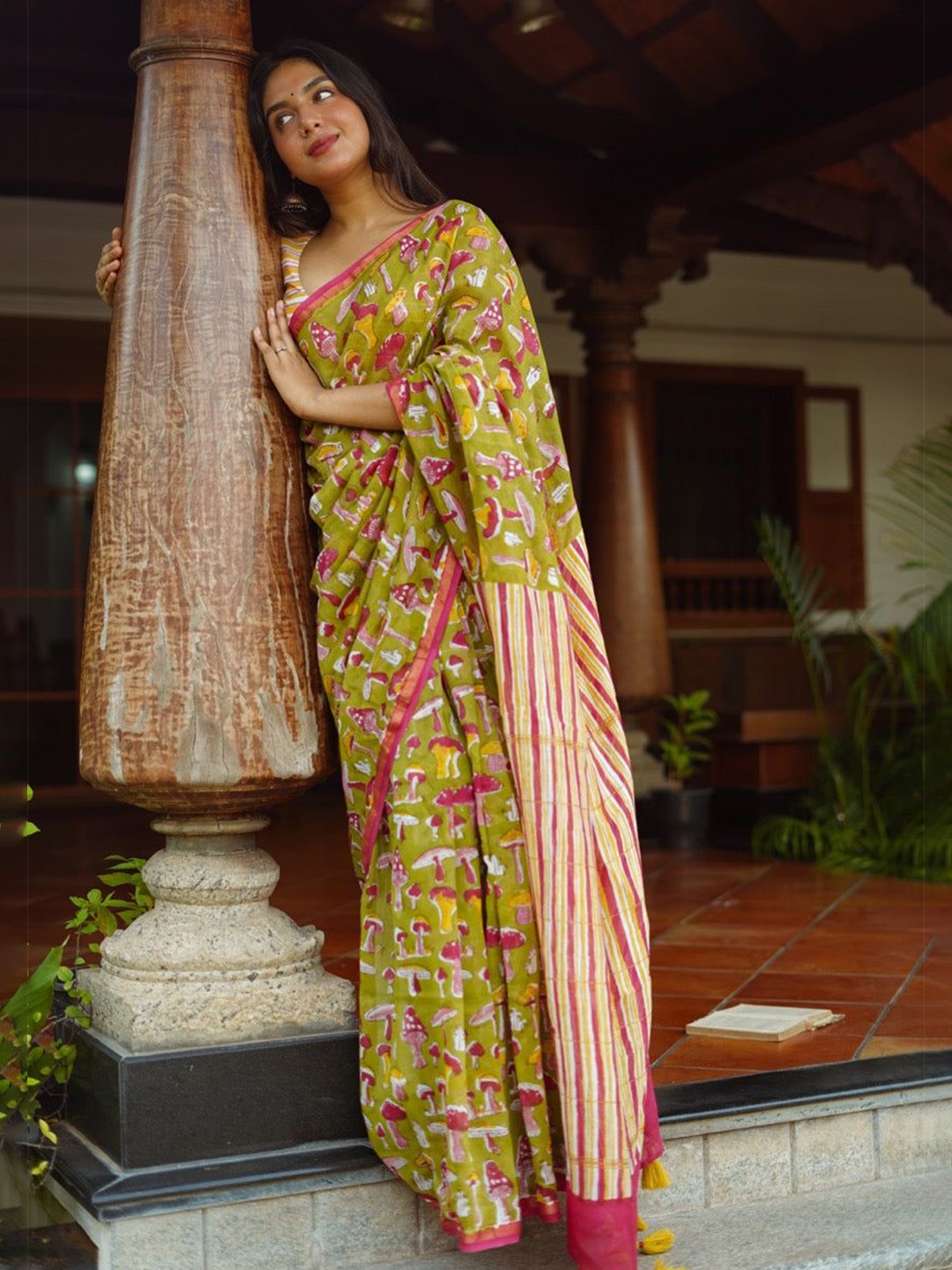 

Moda Rapido Silk Cotton Chanderi Saree, Green