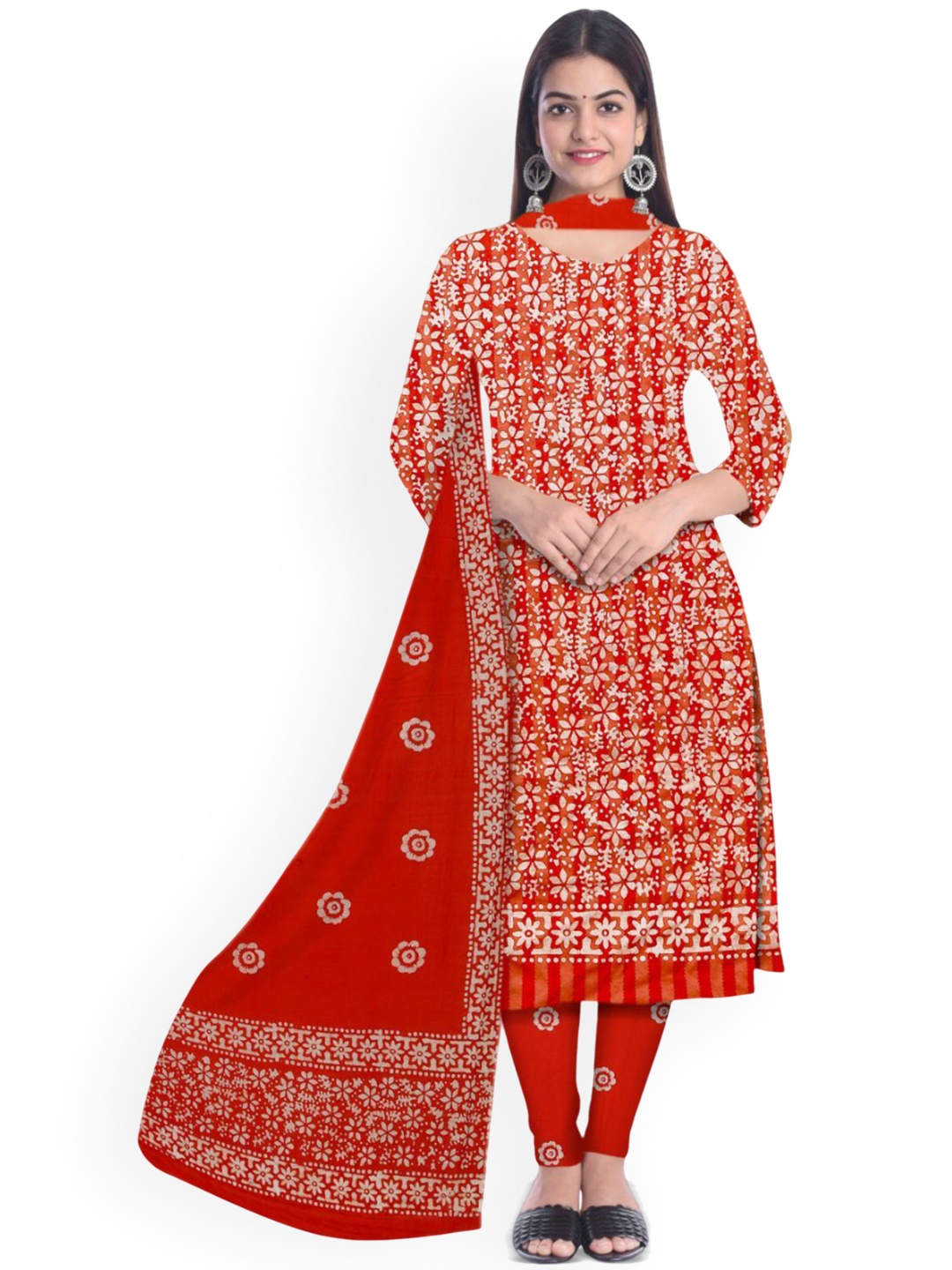 

Farooq Dyeing Printed Pure Cotton Unstitched Dress Material, Orange