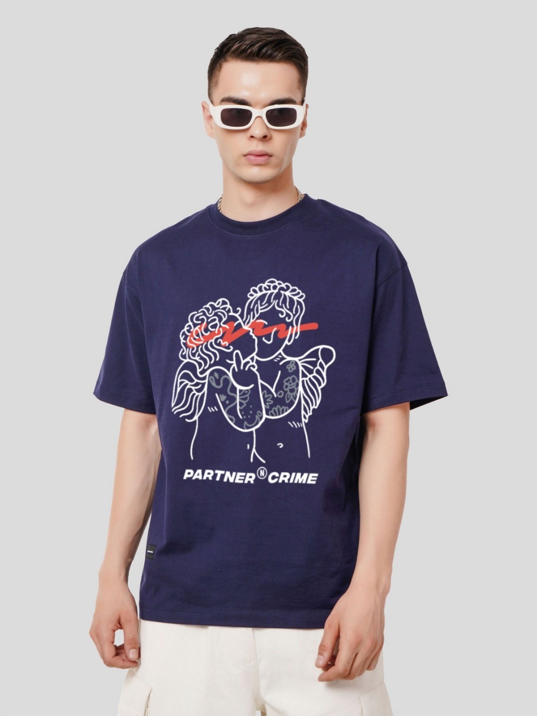 

Underrated Club Men Printed Bio Finish Applique T-shirt, Navy blue