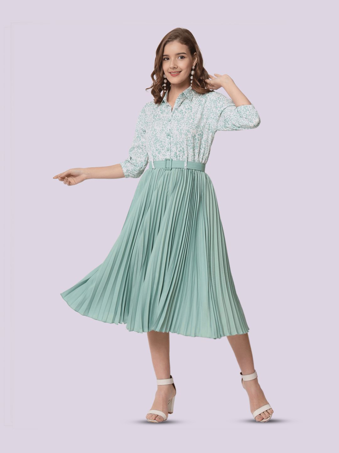 

ZWERLON A-Line Midi Dress, Sea green
