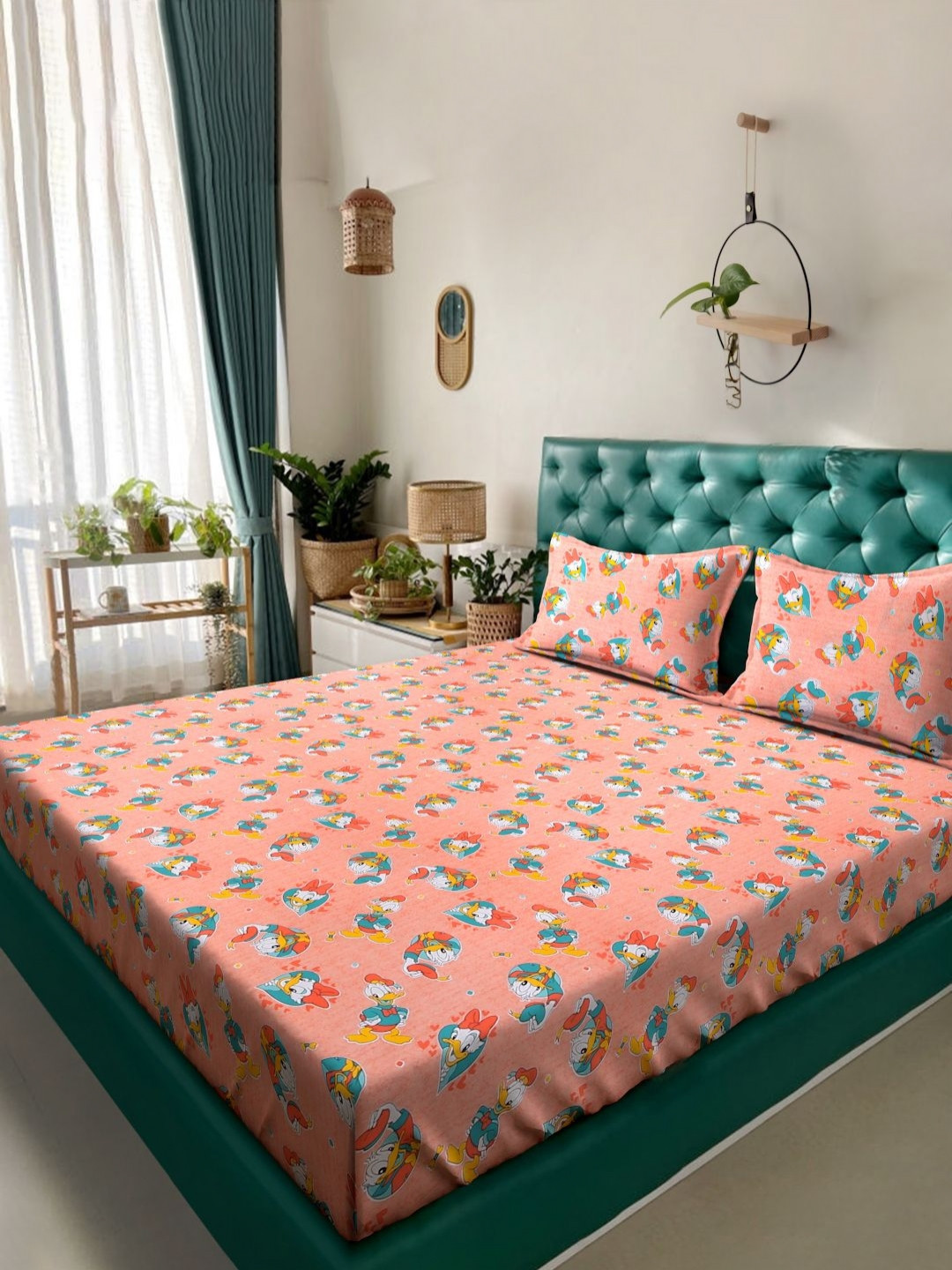 

KLOTTHE Orange Colored & Printed Cotton King Bedsheet With 2 Pillow Covers - 2.70 x 2.70 m