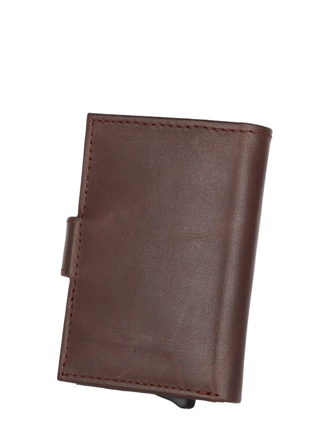 

WATCHSTAR Men Zip Detail Leather Card Holder, Brown