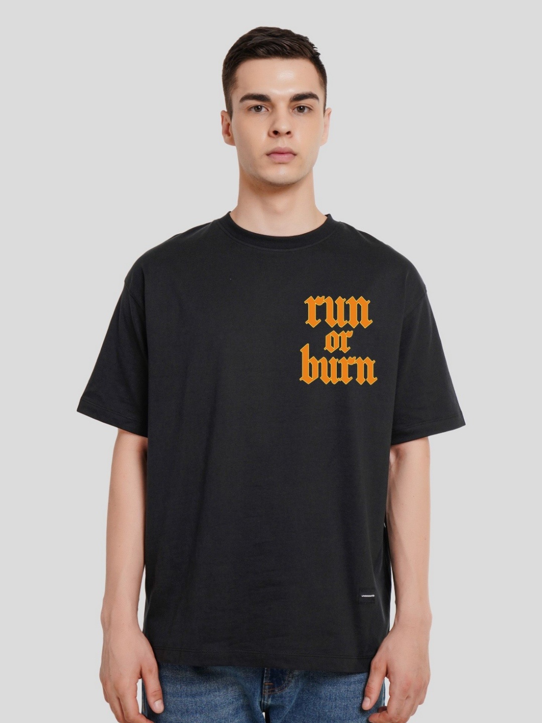 

Underrated Club Men Typography Printed Bio Finish Raw Edge T-shirt, Black