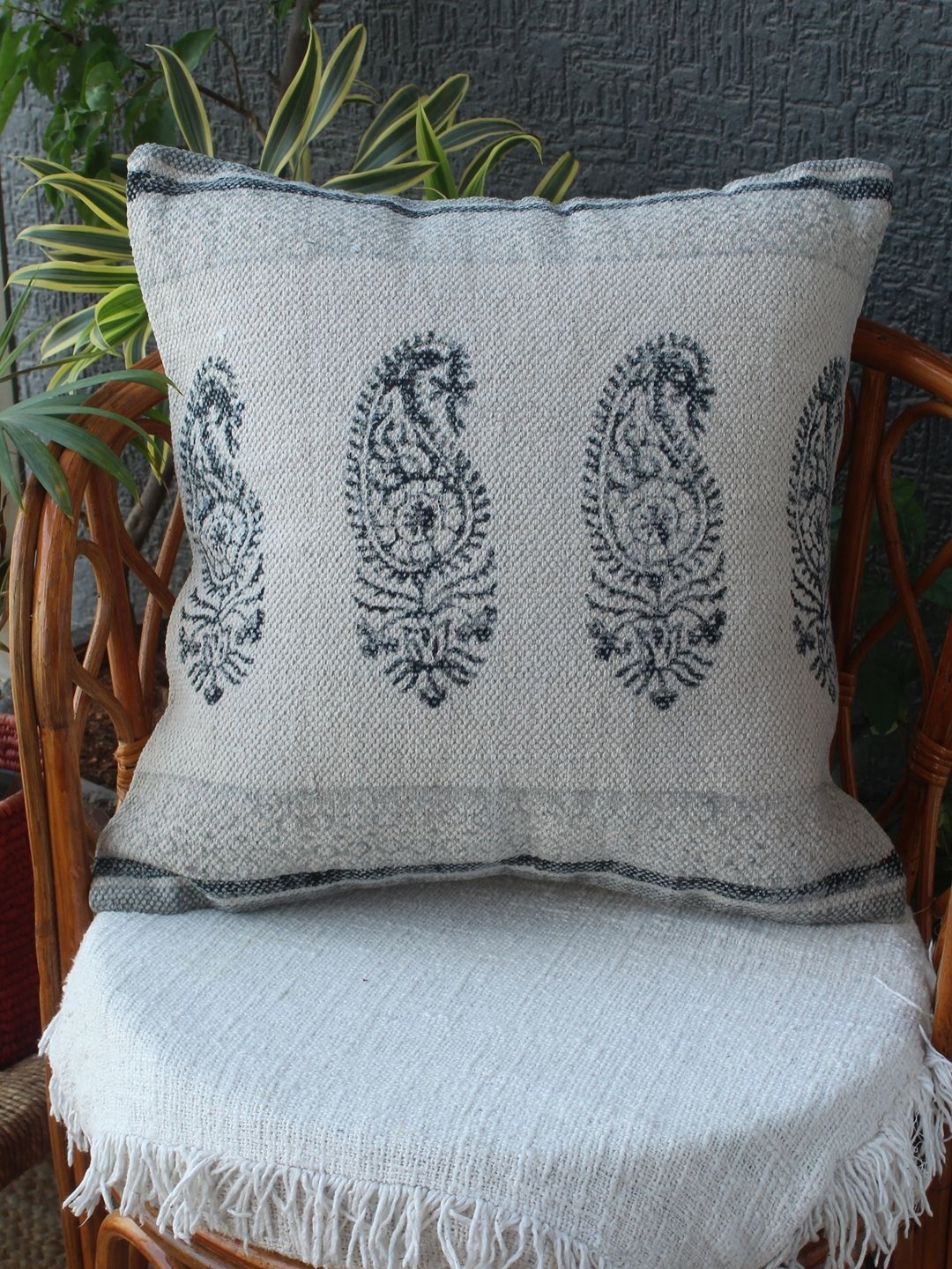 

Weaves of Tradition Off White & Black Ethnic Motifs Square Cushion Covers