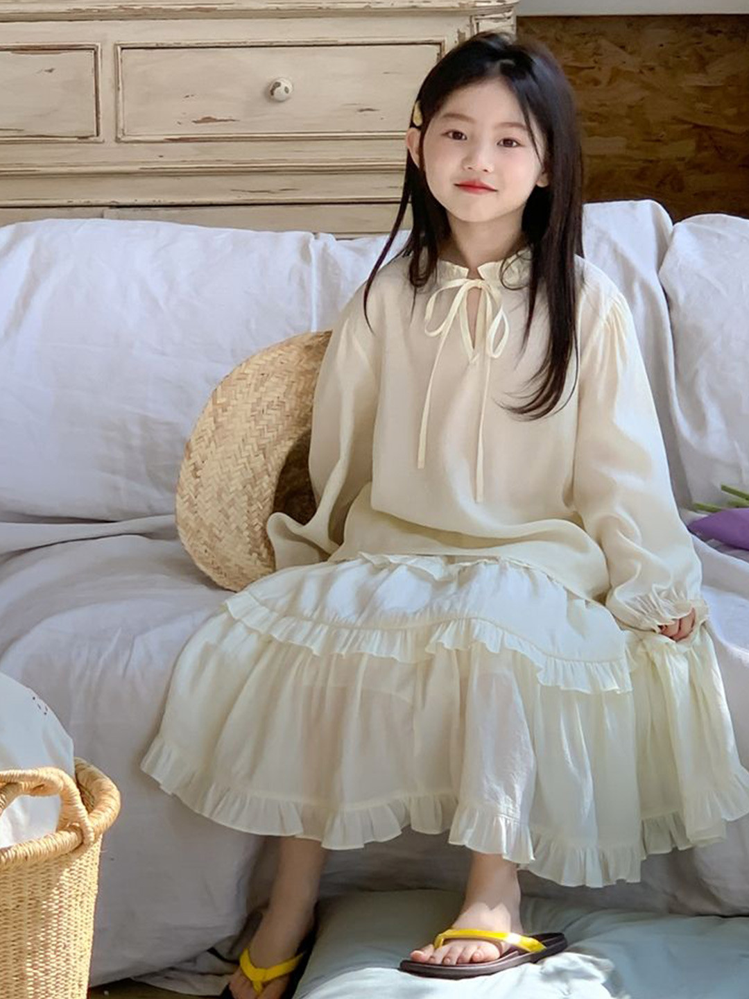 

LULU & SKY Girls Top with Skirt, Off white
