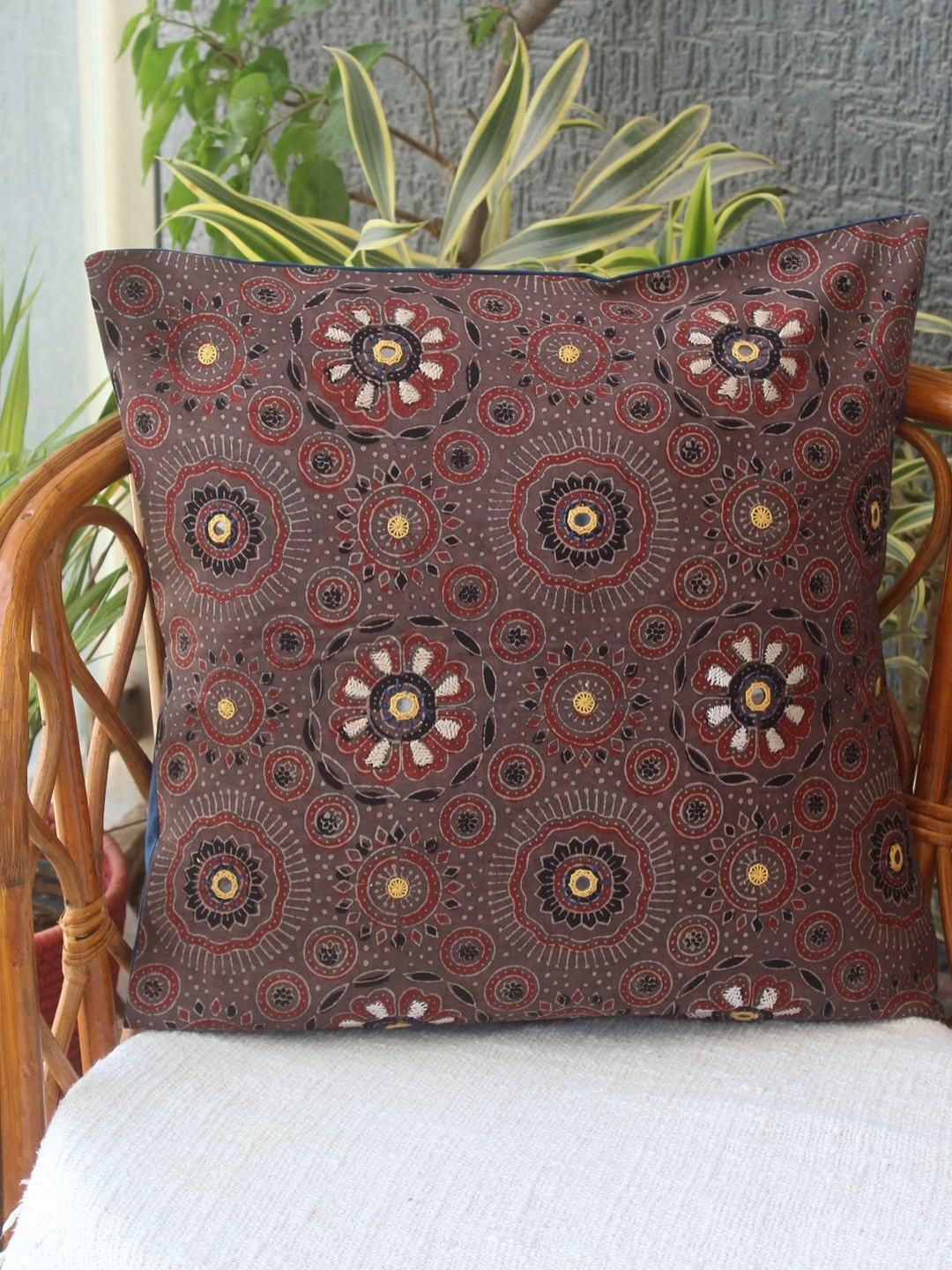 

Weaves of Tradition Brown & Black Embroidered Square Cushion Covers