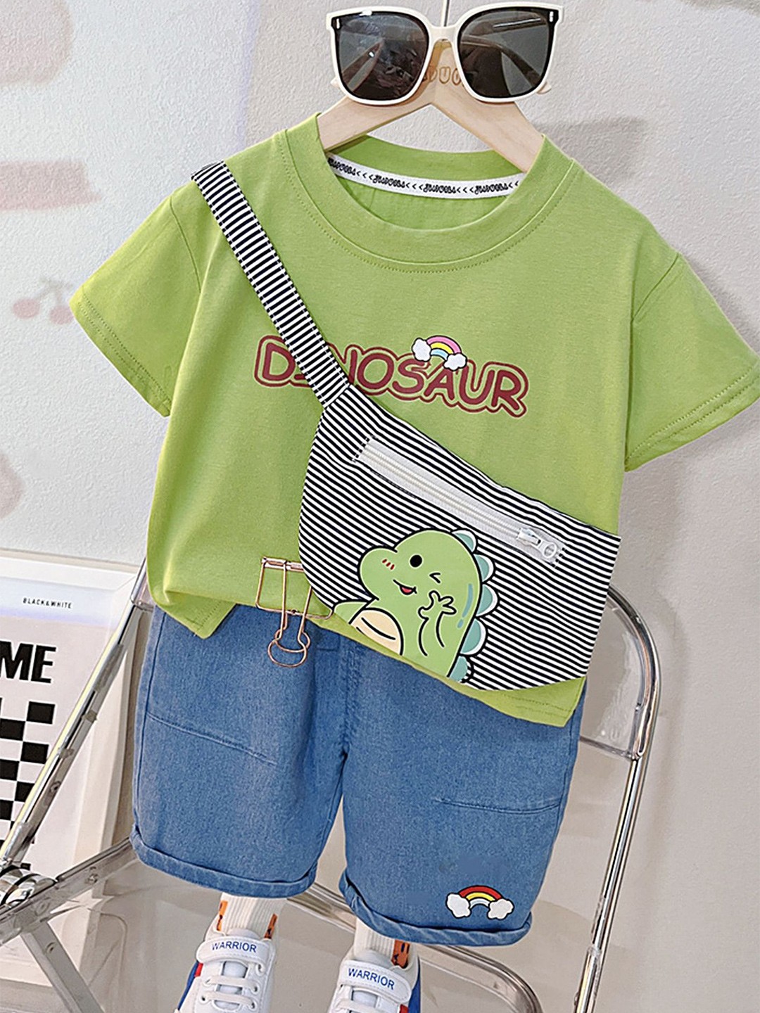 

LULU & SKY Unisex Kids Printed T-shirt with Shorts, Green