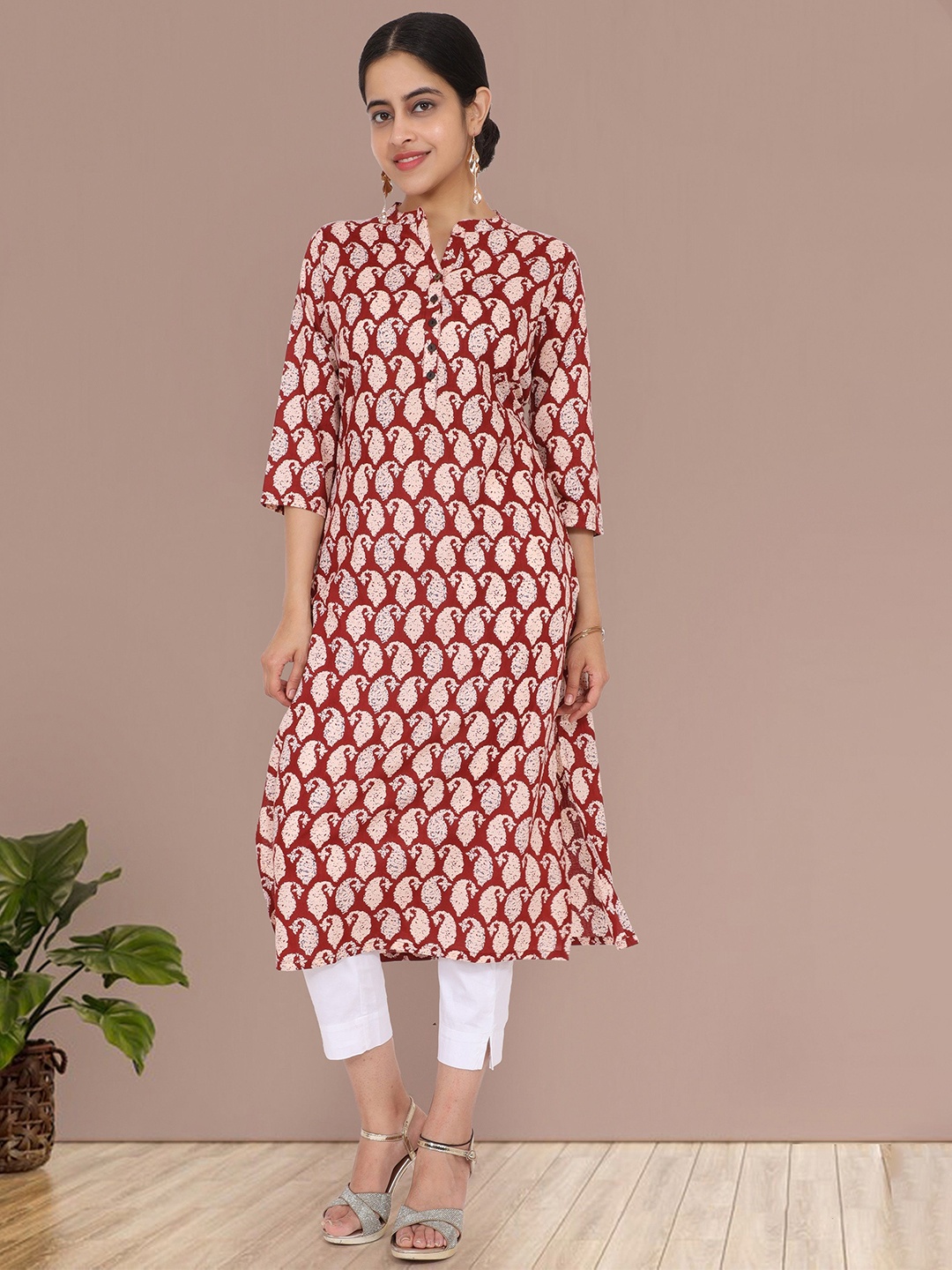 

BABRU Women Ethnic Motifs Printed Kurta, Maroon