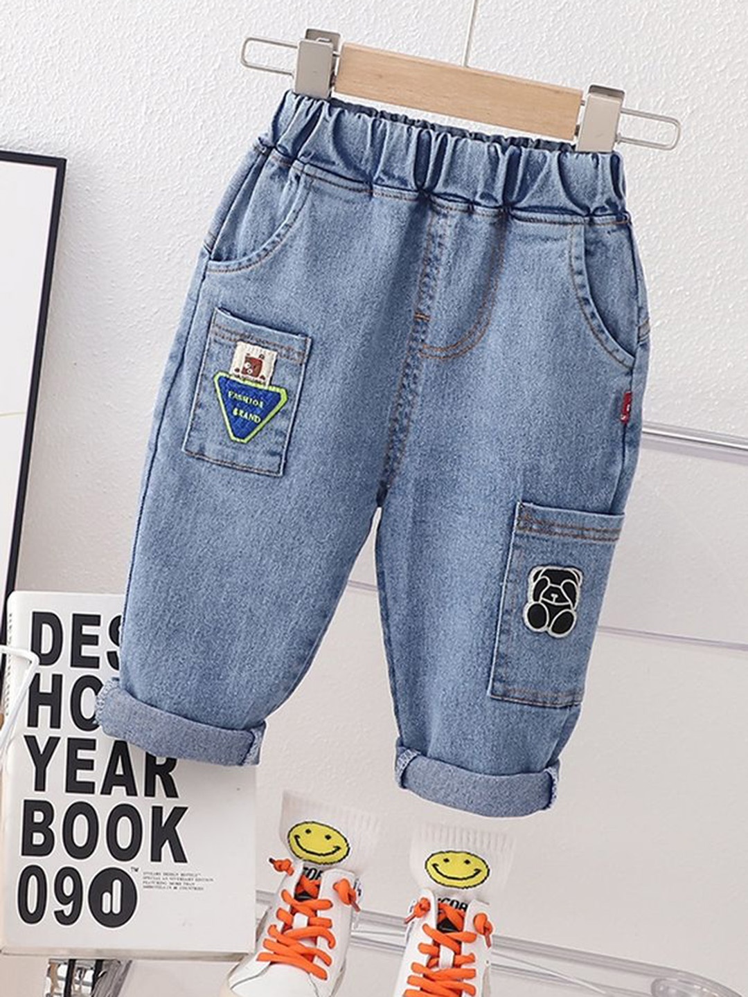 

LULU & SKY Boys Tapered Fit High-Rise Highly Distressed Heavy Fade Jeans, Blue