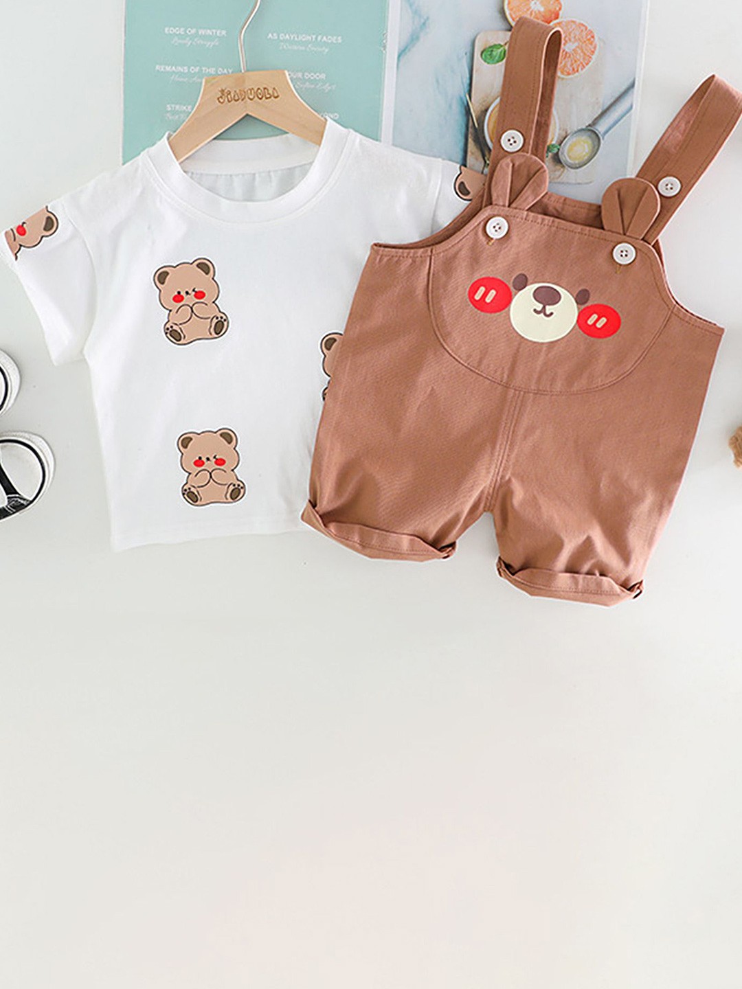 

LULU & SKY Printed T-shirt With Dungaree, Brown