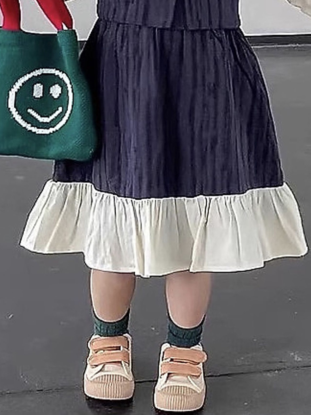 

LULU & SKY Contrast Flounce Hemline Skirt, Navy blue