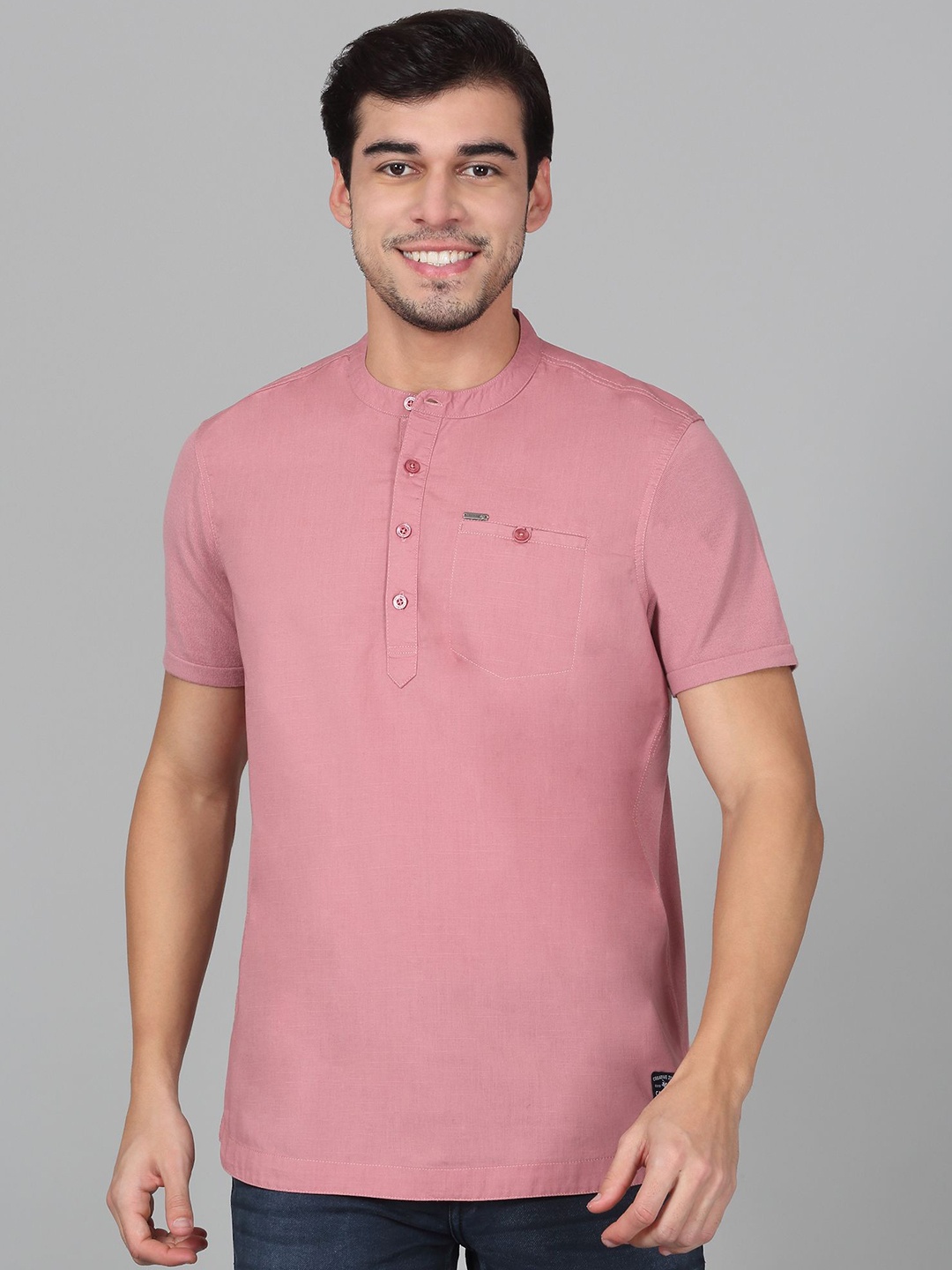 

Cantabil Men Thread Work Kurta, Pink