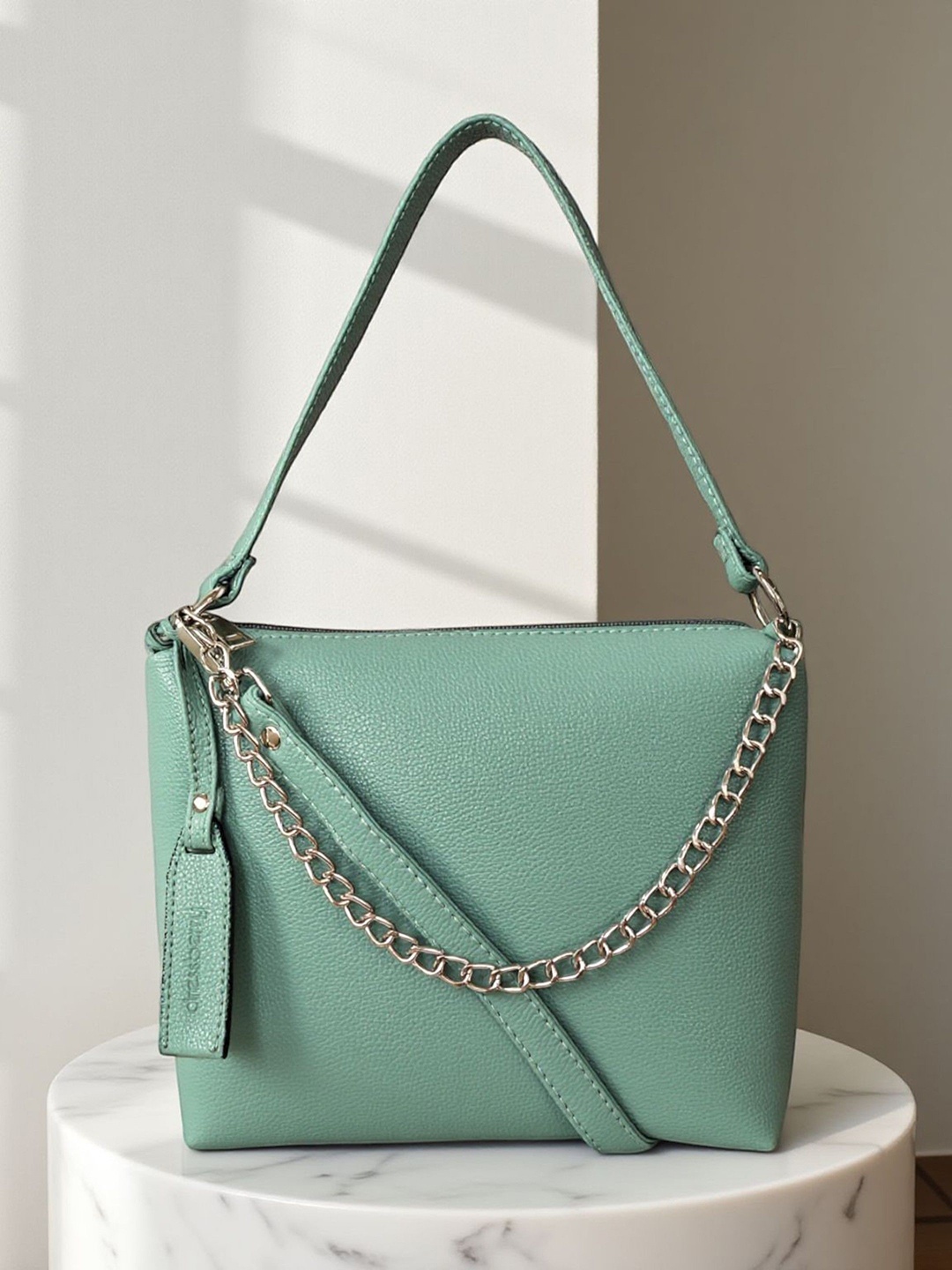 

DressBerry PU Structured Sling Bag with Tasselled, Green