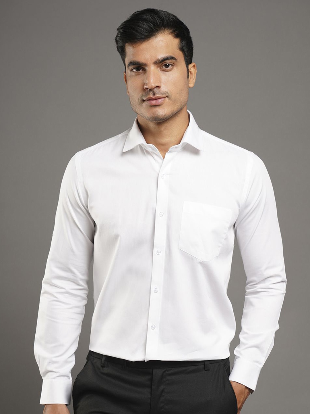 

John Philips Men Slim Fit Opaque Formal Shirt, White