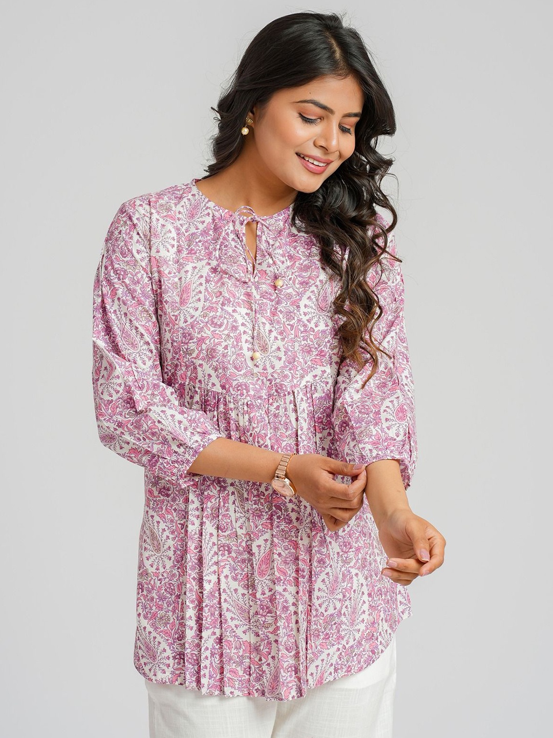 

Cotton Curio Pure Cotton Block Printed Tunic, Purple