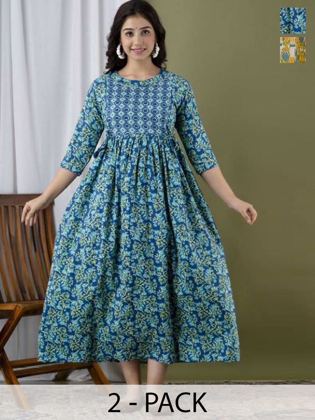 

Moda Rapido Women Printed Mirror Work Anarkali Kurta, Multi