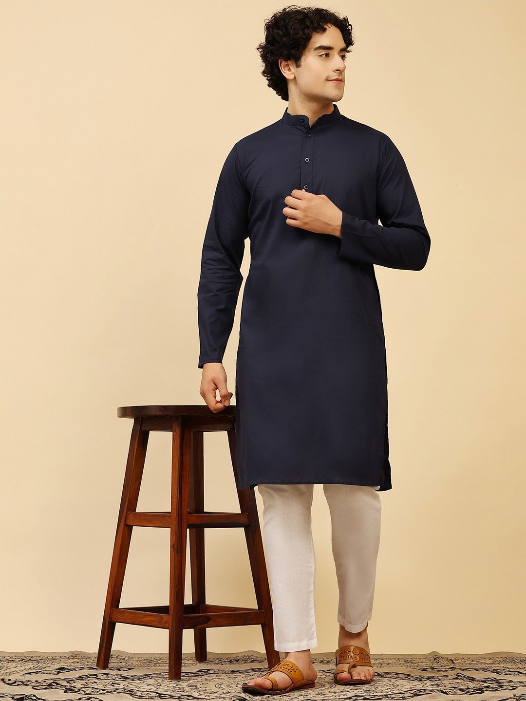 

SKAVIJ Men Regular Pure Cotton Kurta with Pyjamas, Blue