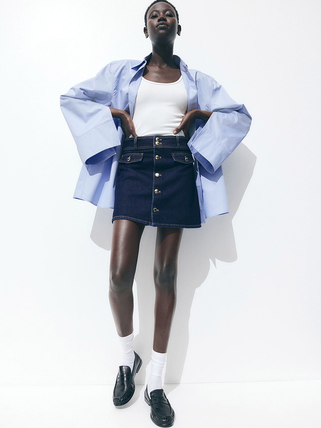 

H&M A-Line Mini Skirt, Blue