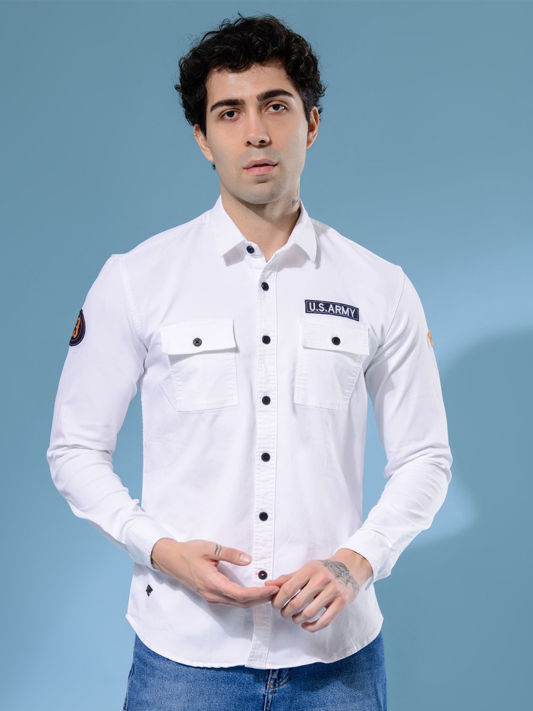 

Albion By CnM Men Comfort Opaque Casual Shirt, White