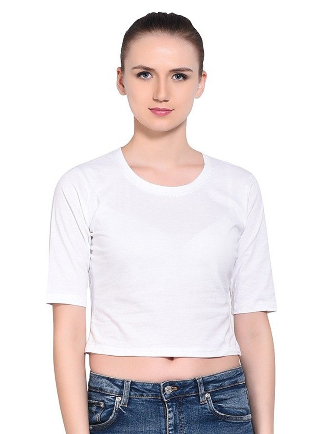 

BEYOU FASHION Women Drop-Shoulder Sleeves Raw Edge Slim Fit T-shirt, White