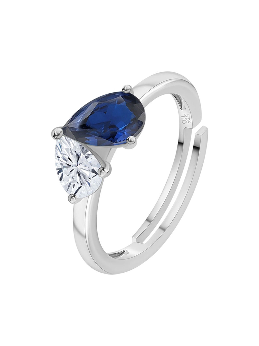 

Ornate Jewels 925 Silver-Plated American Diamond Adjustable Finger Ring