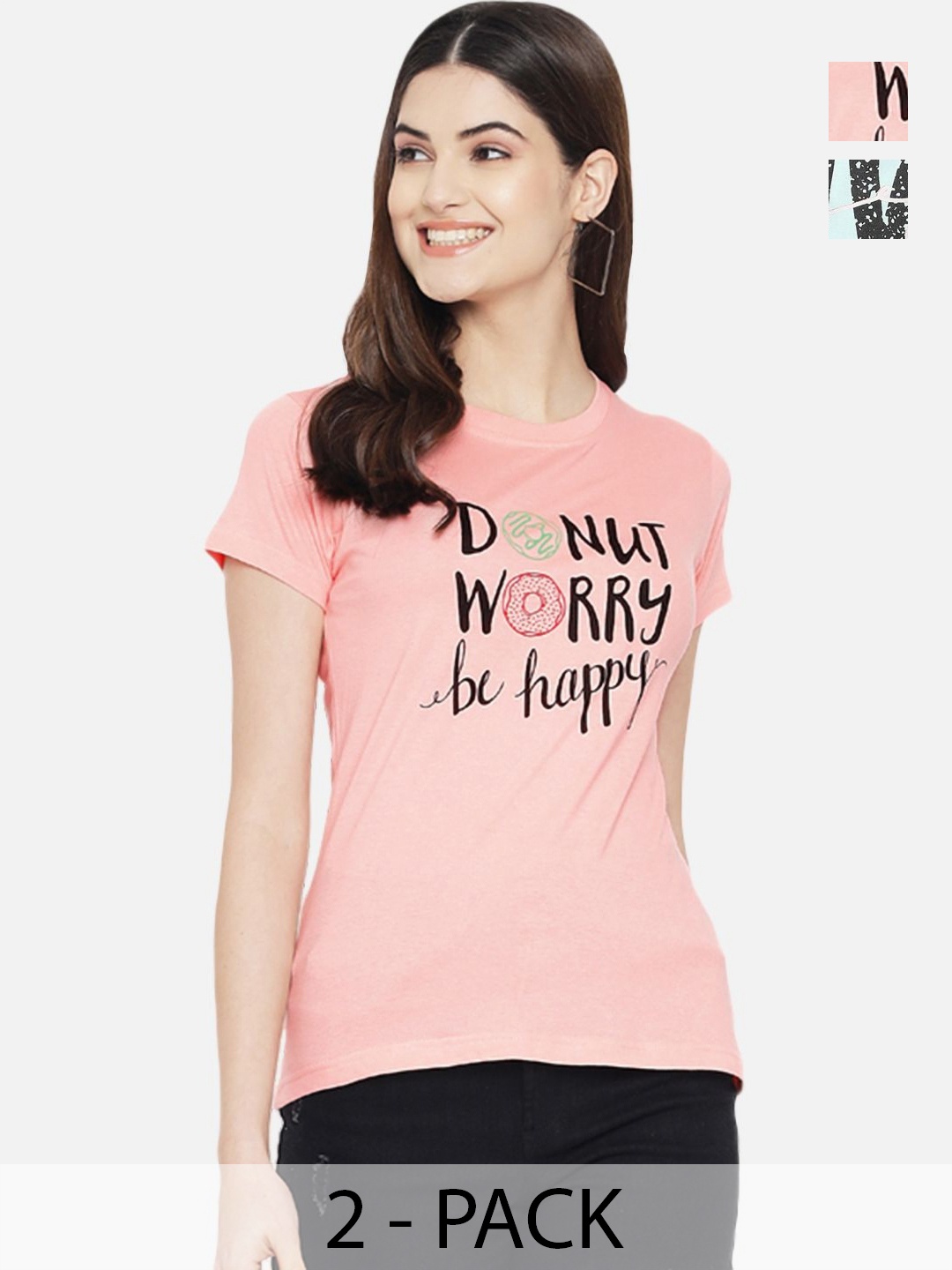 

Dreambe Women Typography Printed T-shirt, Multi