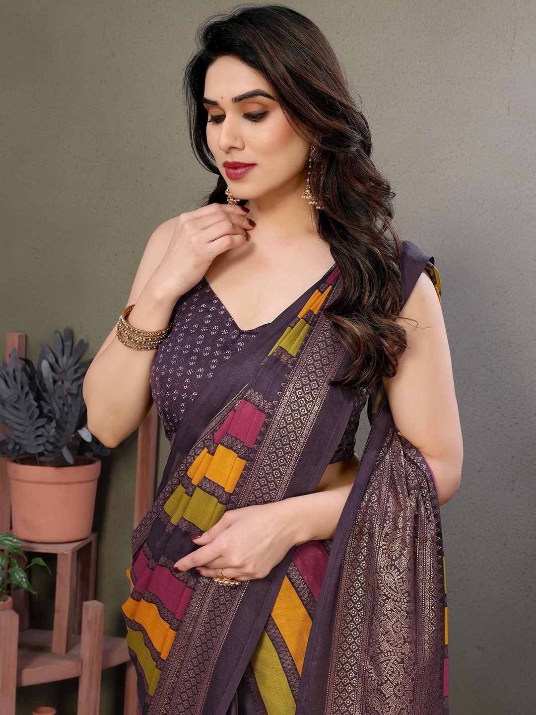 

Ekasya Woven Design Zari Satin Saree, Purple