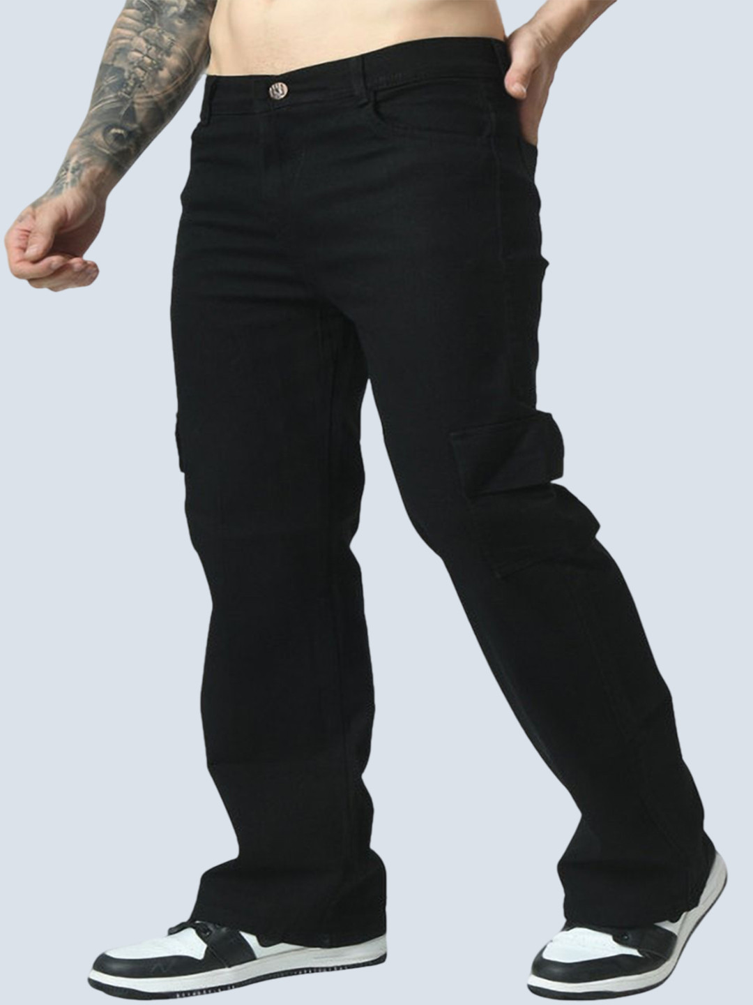 

COMFITS Men Classic Slash Knee Stretchable Jeans, Black