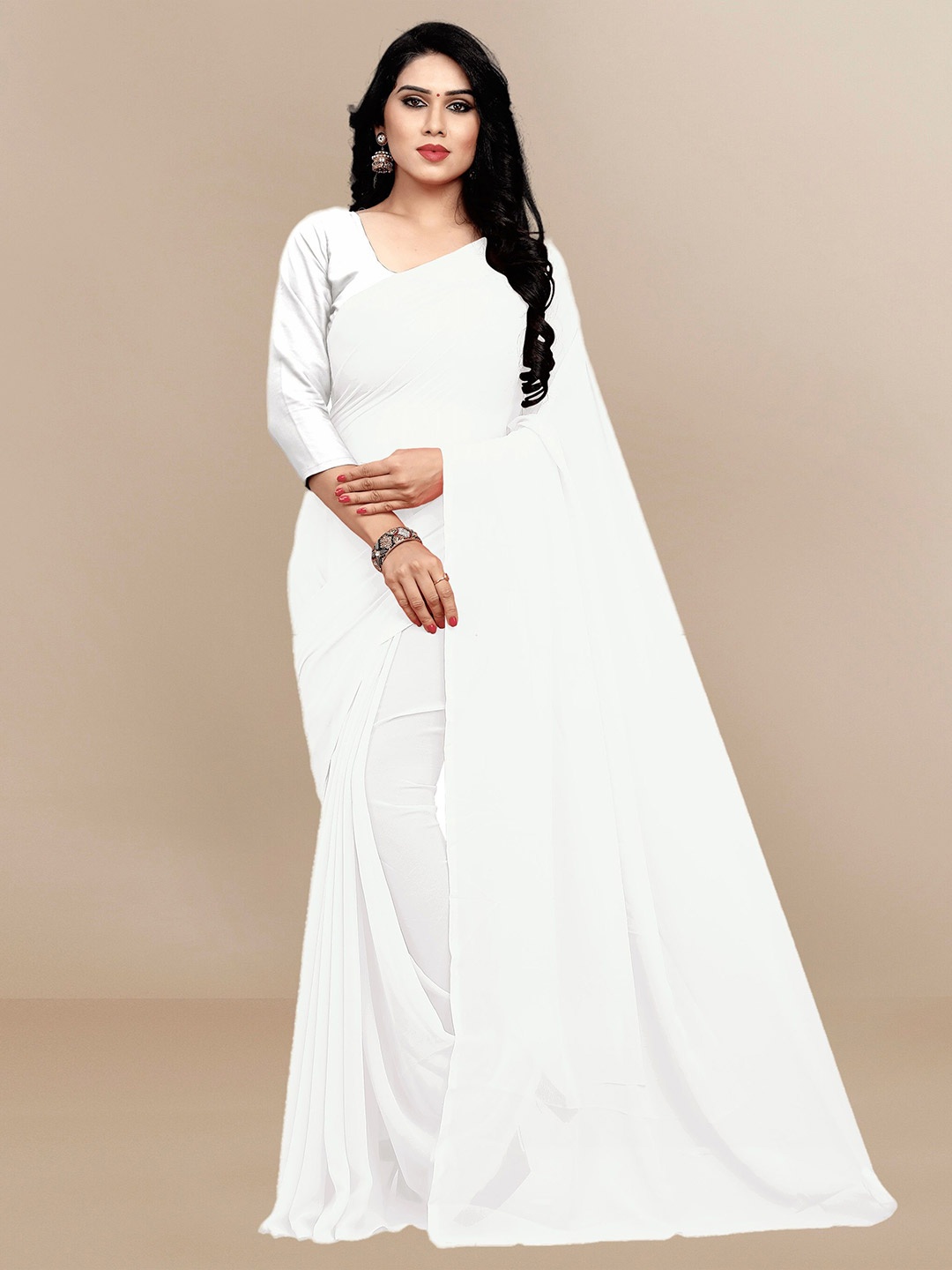 

Moda Rapido Pure Georgette Saree, White