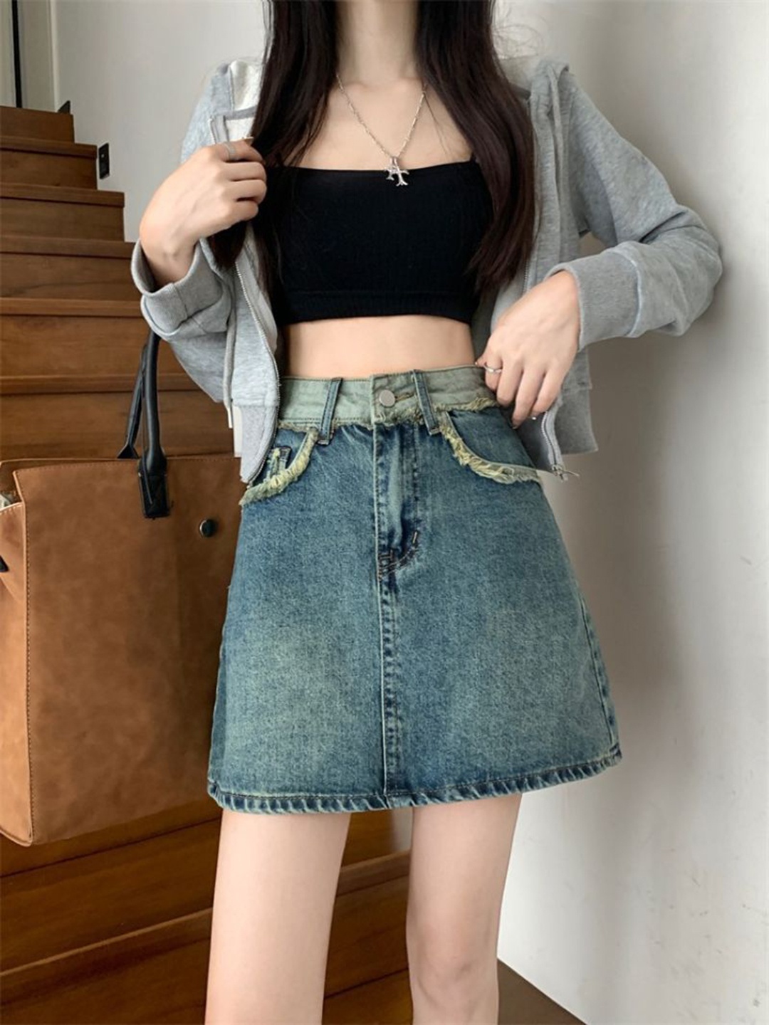 

StyleCast Denim Straight Mini Skirt, Blue