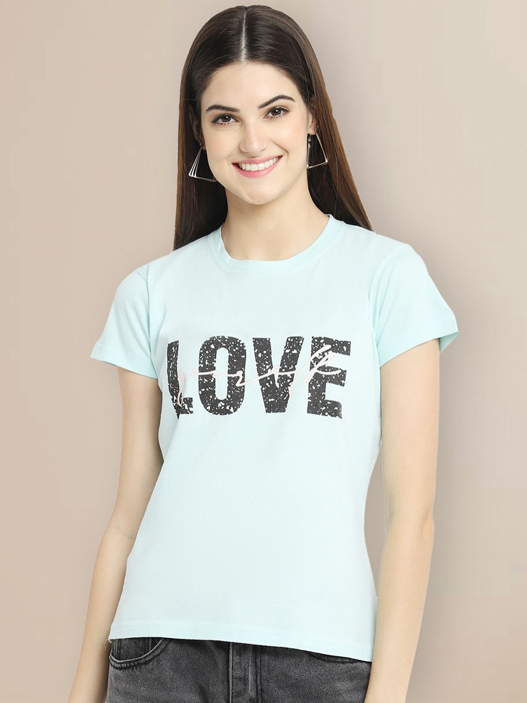 

GLOBAL NOMAD Women Typography Printed T-shirt, Blue
