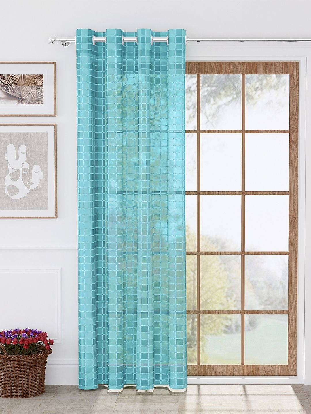 

Story@home Blue Geometric Sheer Door Curtain