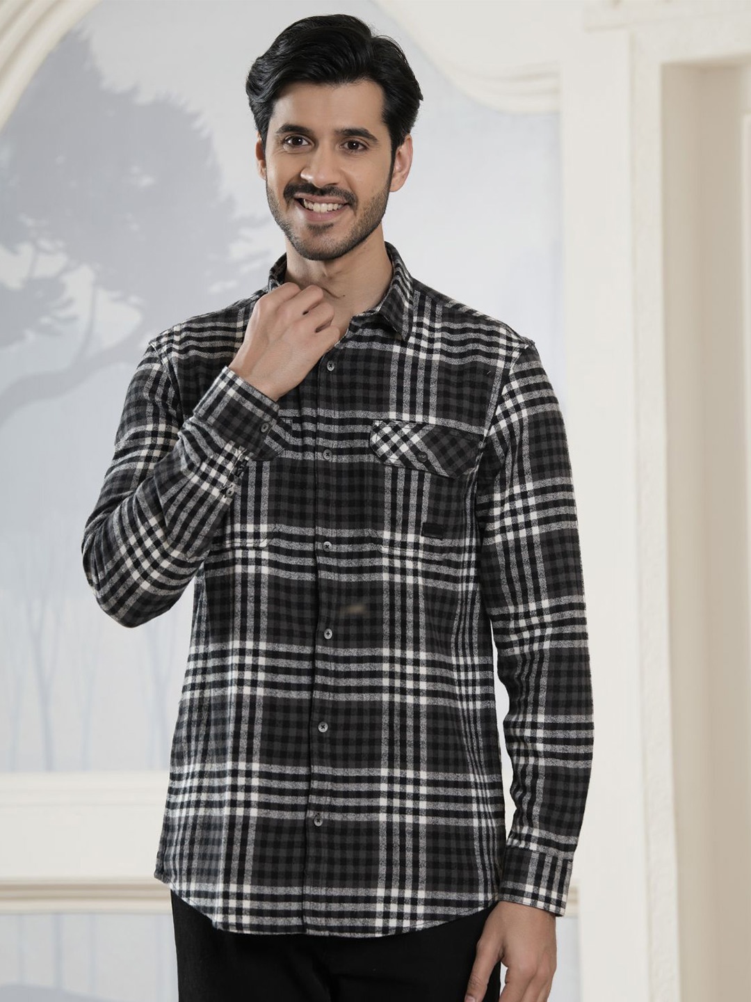 

Albion By CnM Men Comfort Opaque Casual Shirt, Black