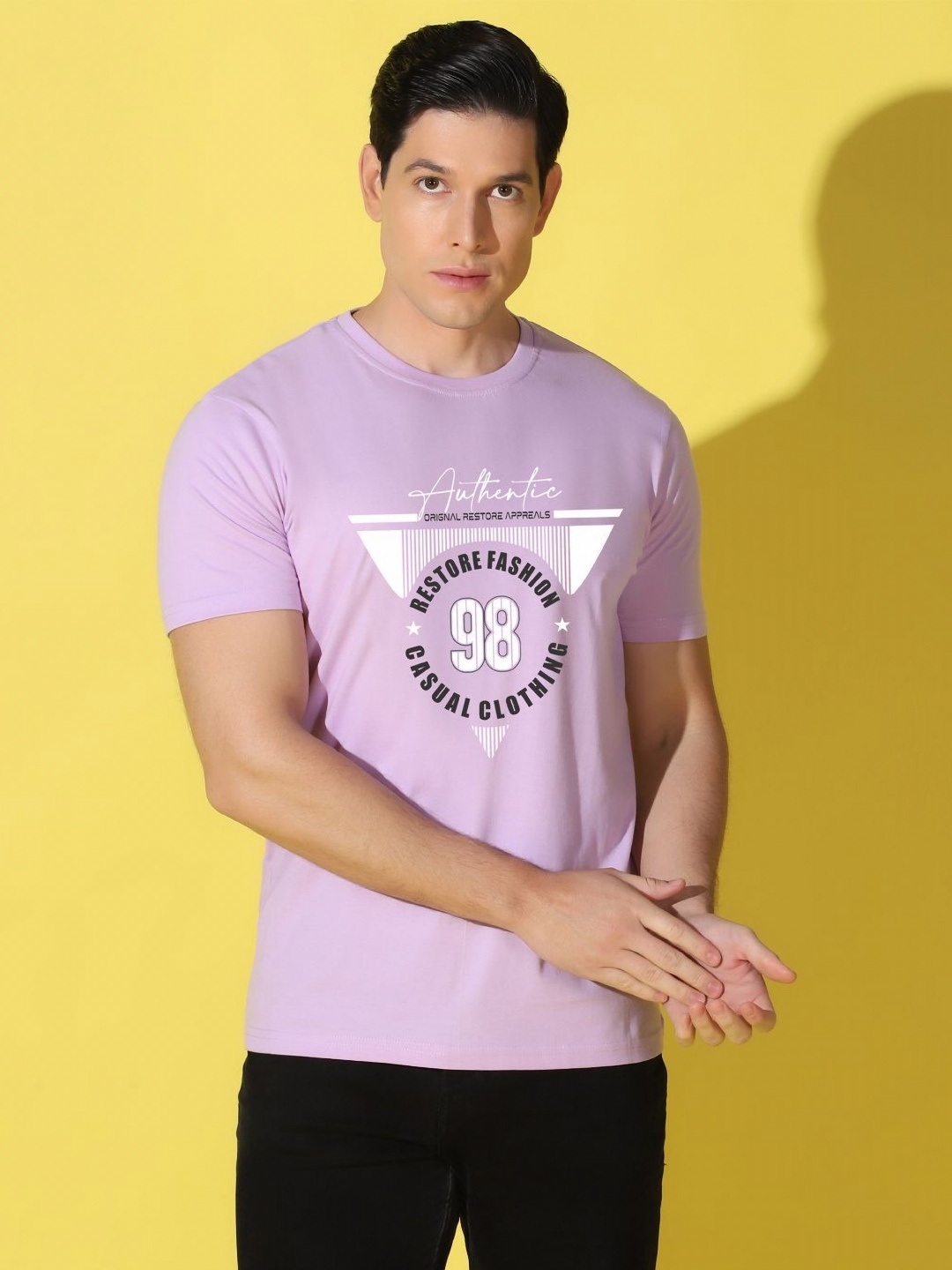 

WOOSTRO Men Typography Printed Slim Fit T-shirt, Purple