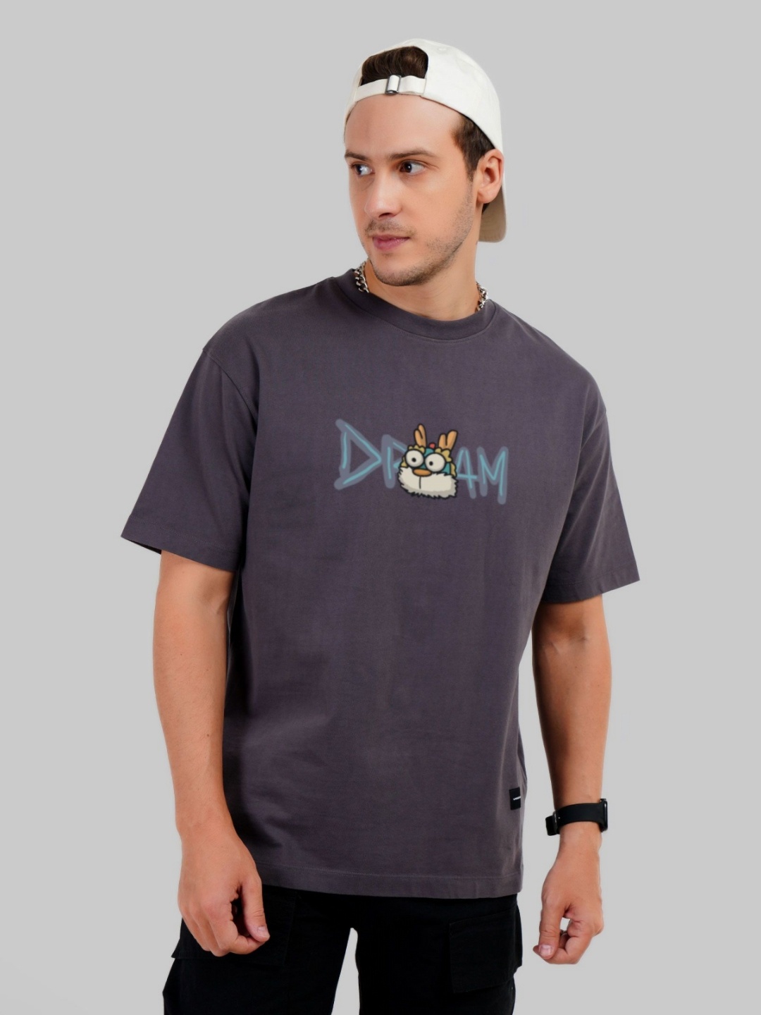 

Underrated Club Men Printed Bio Finish Raw Edge T-shirt, Grey