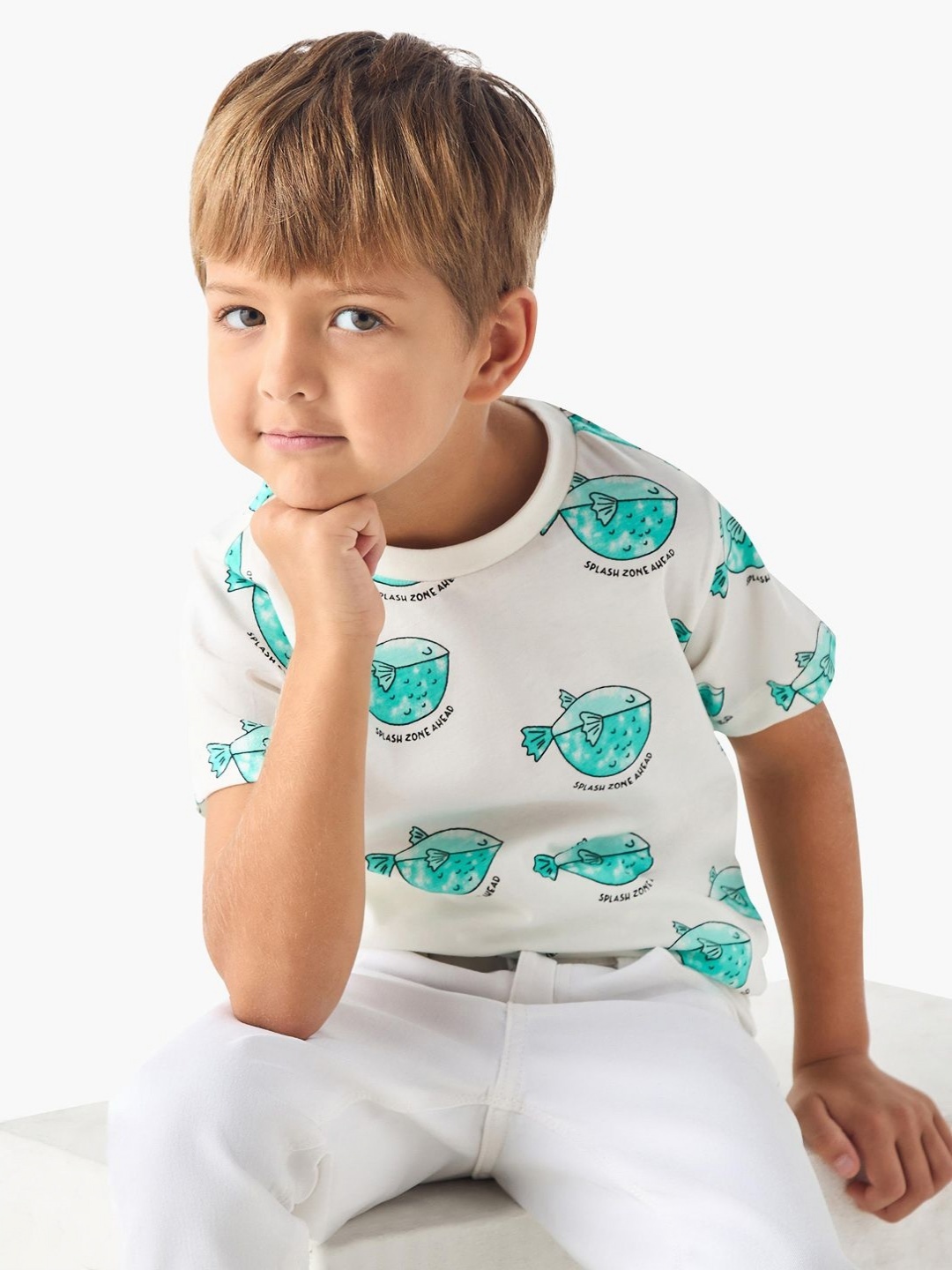 

Juniors by Babyshop Boys Printed Pockets T-shirt, White