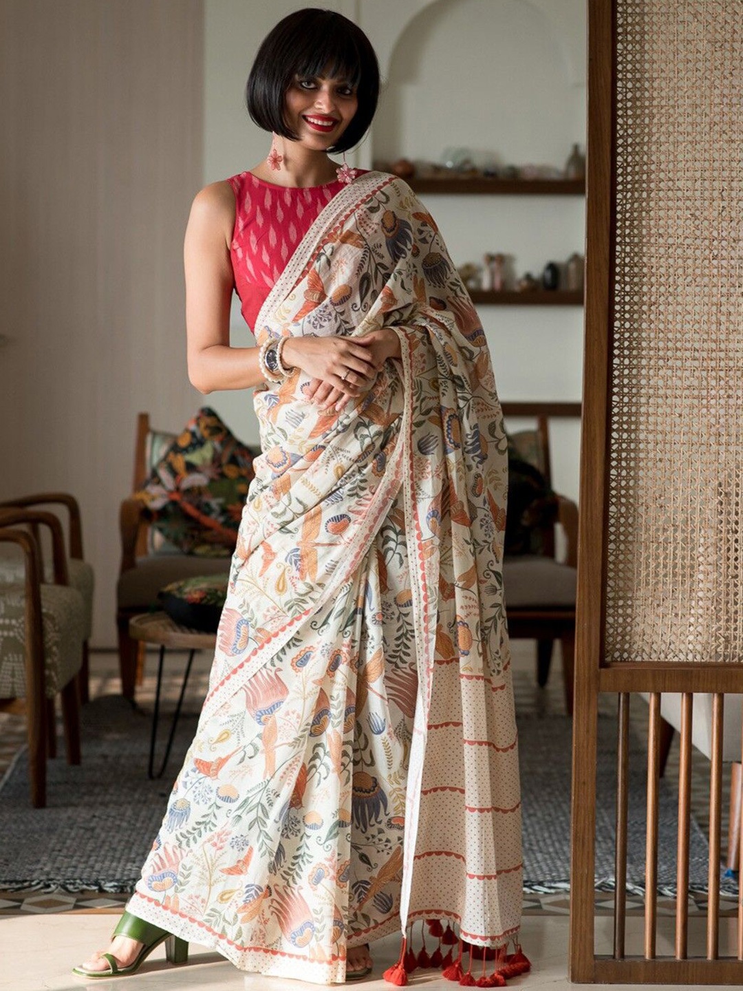 

Ekasya Ethnic Motifs Saree, Off white