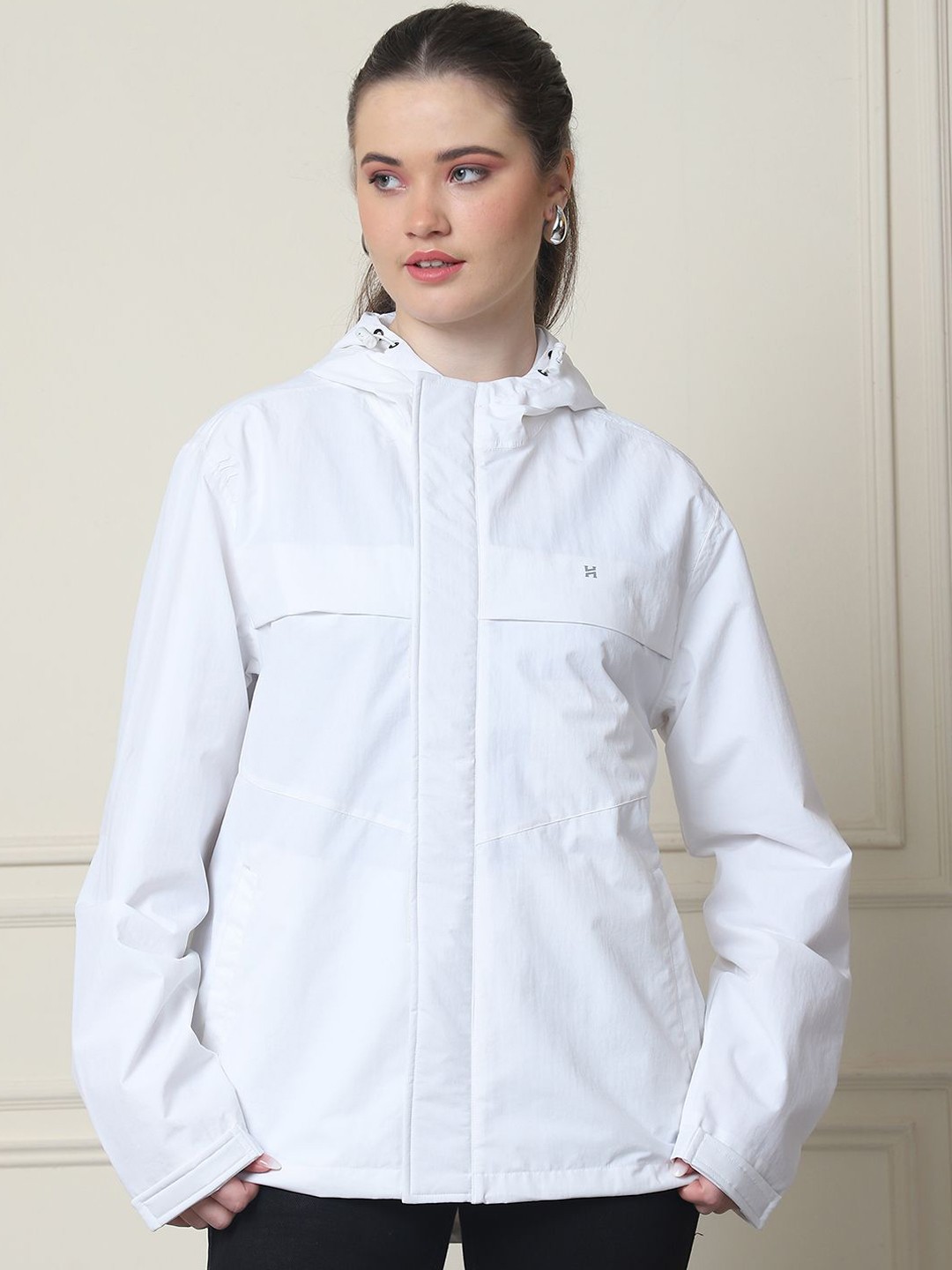 

HOUSE OF VEDAS Waterproof Hooded Rain Jacket, White