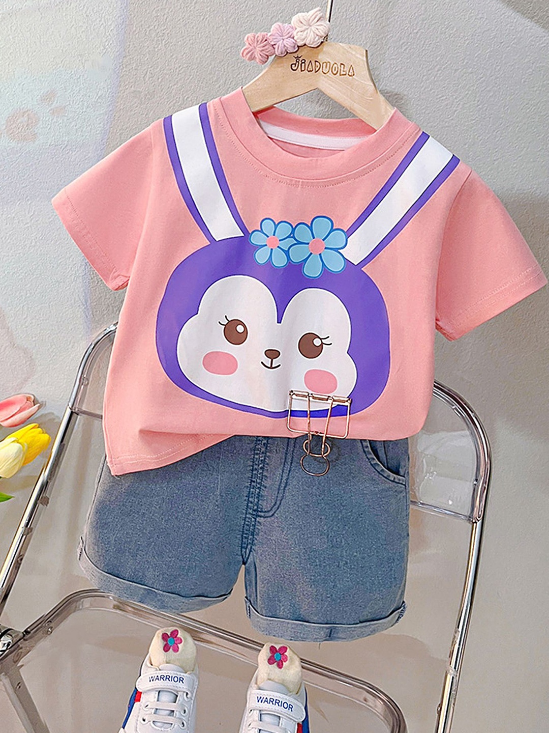 

LULU & SKY Girls Printed T-shirt with Shorts, Pink