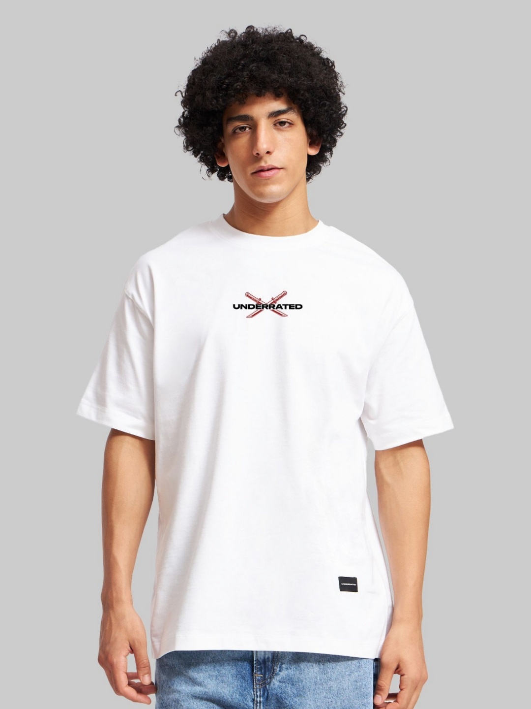 

Underrated Club Men Printed Bio Finish Raw Edge T-shirt, White