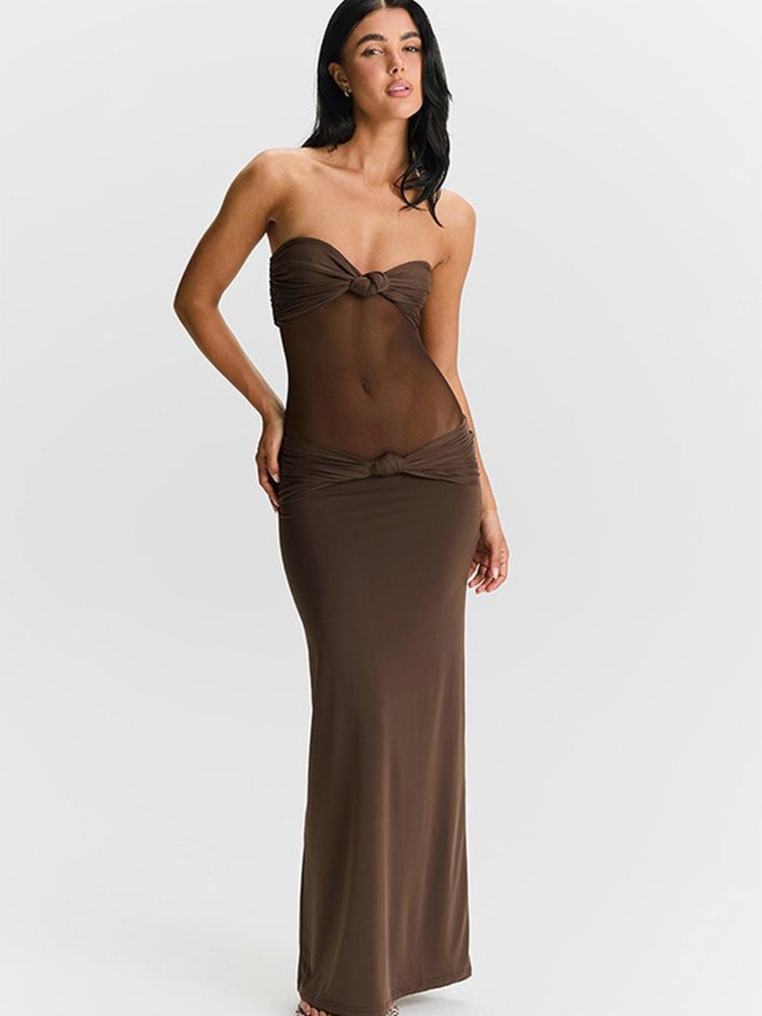 

LULU & SKY Off-Shoulder Maxi Dress, Brown
