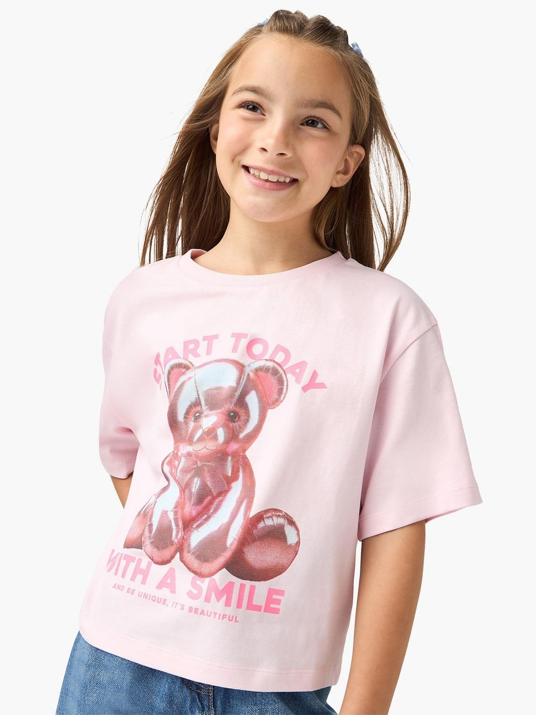 

Juniors by Babyshop Girls Printed Extended Sleeves T-shirt, Pink